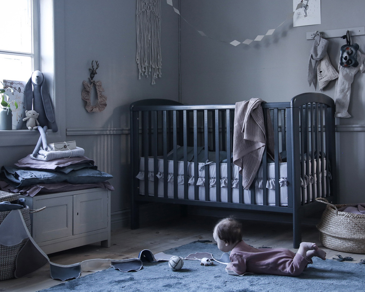 Ng Baby, Spjälskydd av linne med VOLANG, Ljusrosa - Bild 3