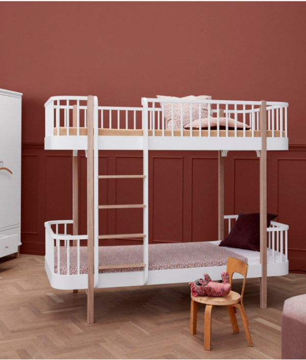 Oliver Furniture, våningsäng vit/ek 90x200