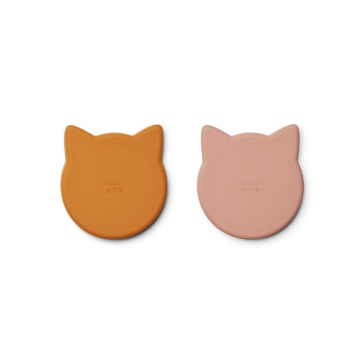 Liewood, Marty silikontallrik 2-pack, Cat mustard/dark rose mix - Bild 3