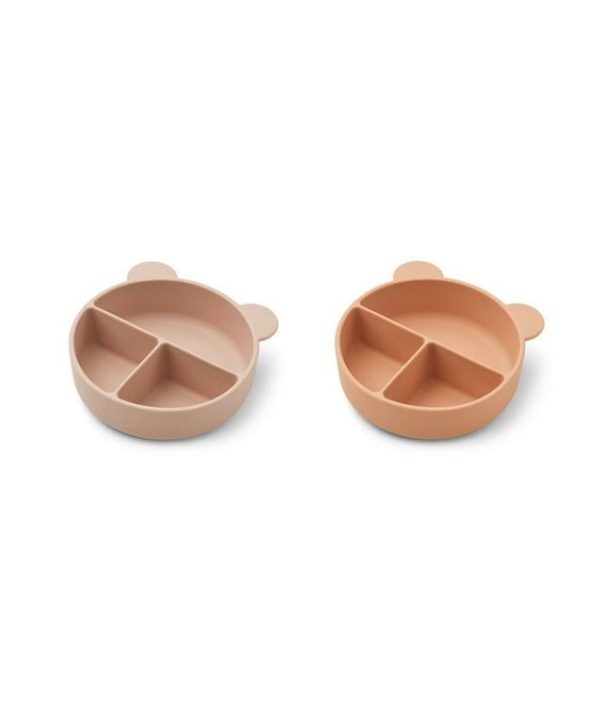 Liewood, Connie 2-pack silikonskål med fack, Rose mix