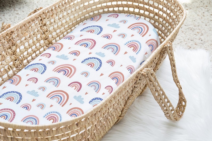 Dra-på-lakan till vagn/vagga, Happy rainbow