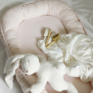 Cotton & Sweets, puderrosa klassisk babynest i 100 % linne