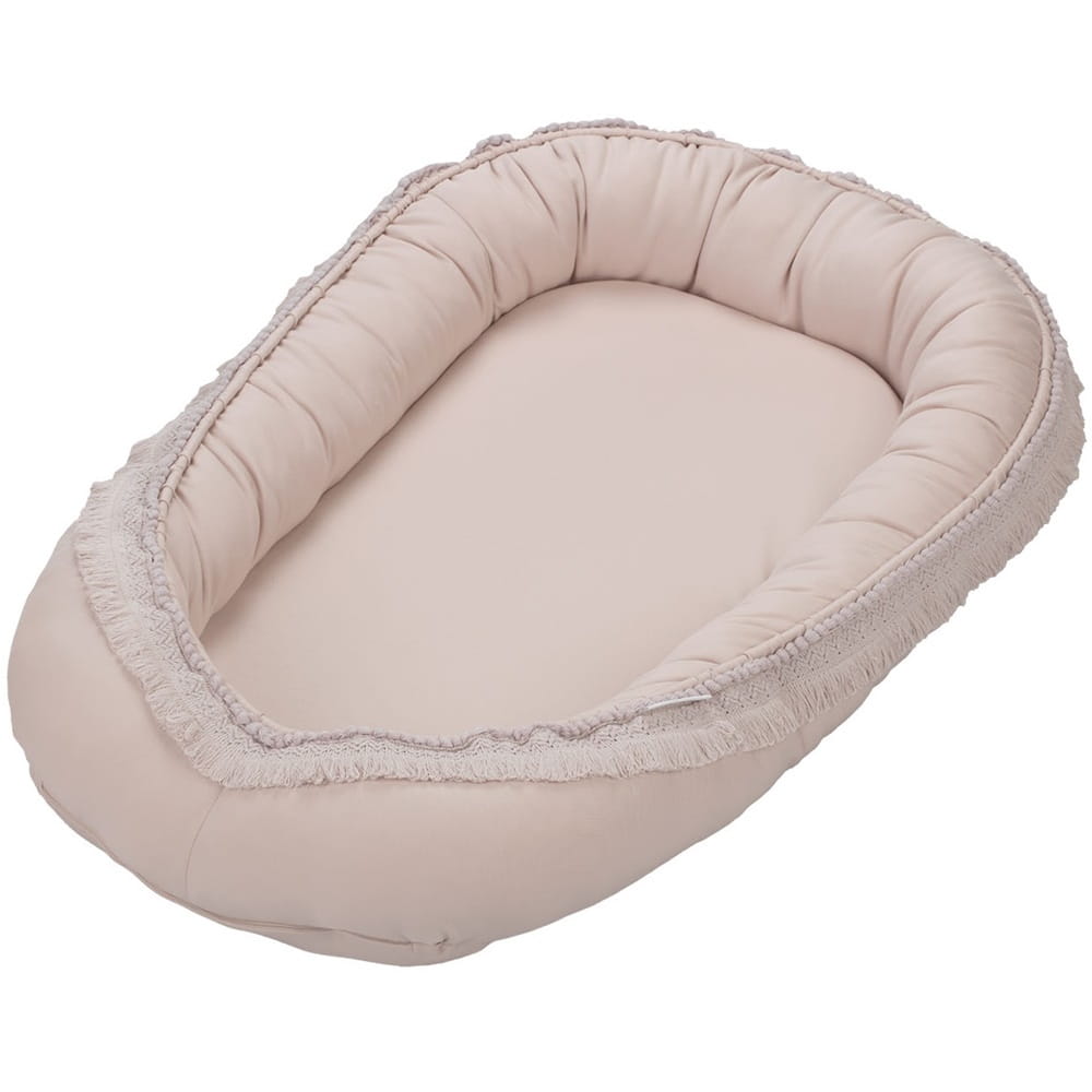 Cotton & Sweets, puderrosa boho babynest i bomull