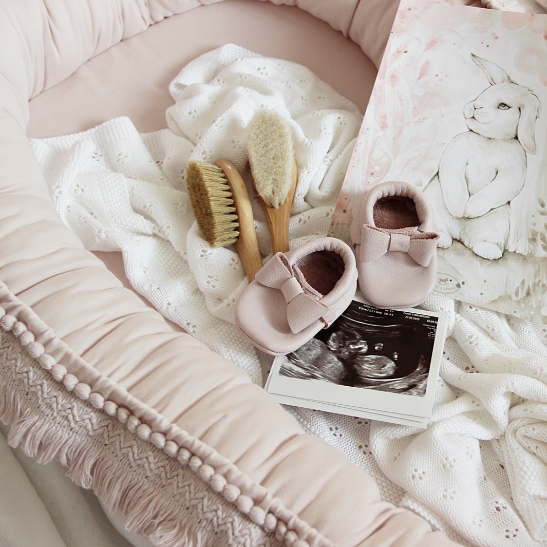 Cotton & Sweets, puderrosa boho babynest i bomull - Bild 4