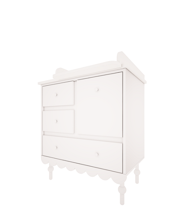 Woodluck, vitt skötbord för byrå Babushka